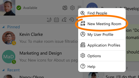 Create group chat rooms for any topic How to create a new meeting room